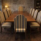 Grand Baroque-Style 11-Piece Dining Suite — Carved Oak & Oak Veneer — Table