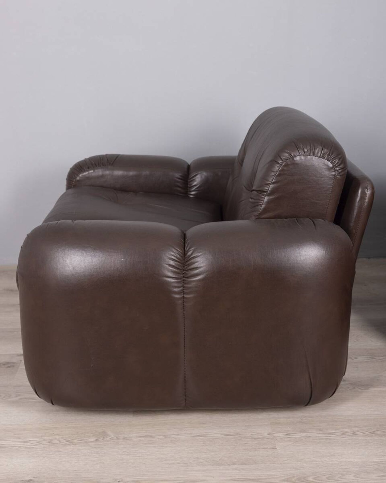 Pair of vintage 1970s brown leather armchairs designed by Ceriotti