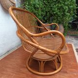 Rattan bench 70s