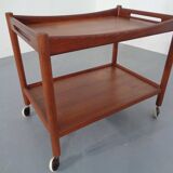 Teak tea cart by Hans J. Wegner for Andreas Tuck, Denmark, 1950s.