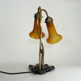 Two-branched lamp with orange tulips, art deco style
