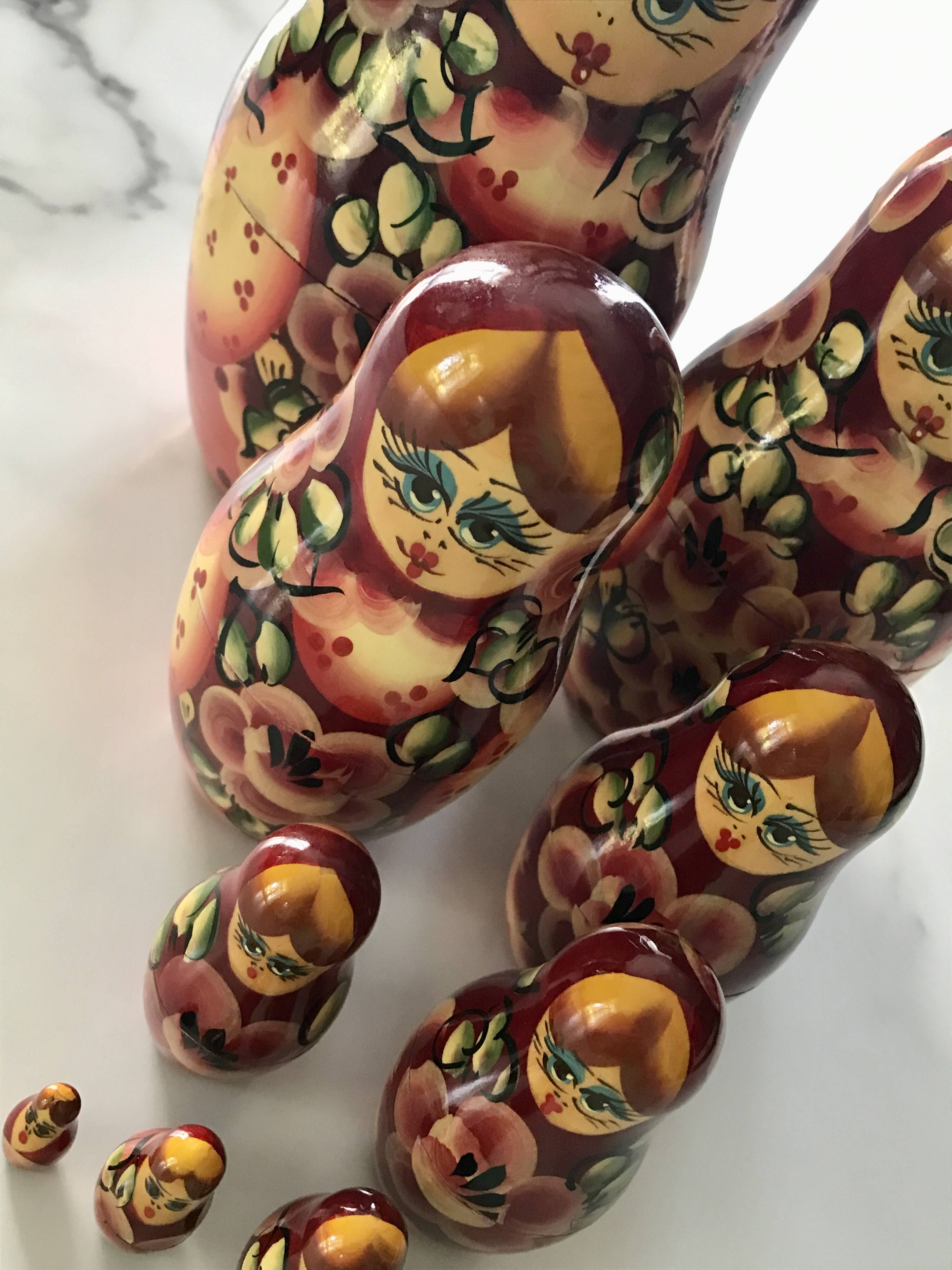 Russian Matryoshka Dolls Set of 9 Traditional