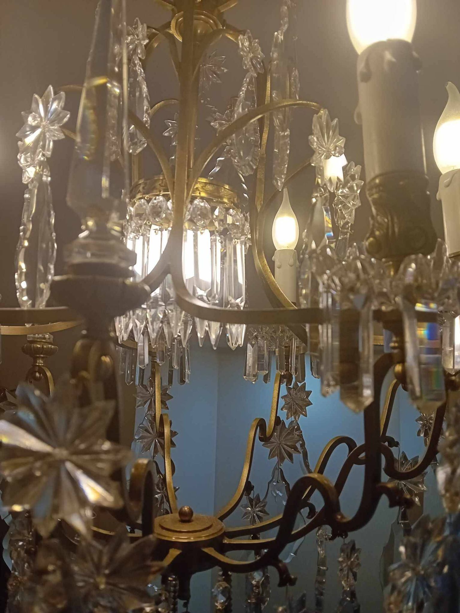 Large crystal chandelier from the 1st half of the 20th century.