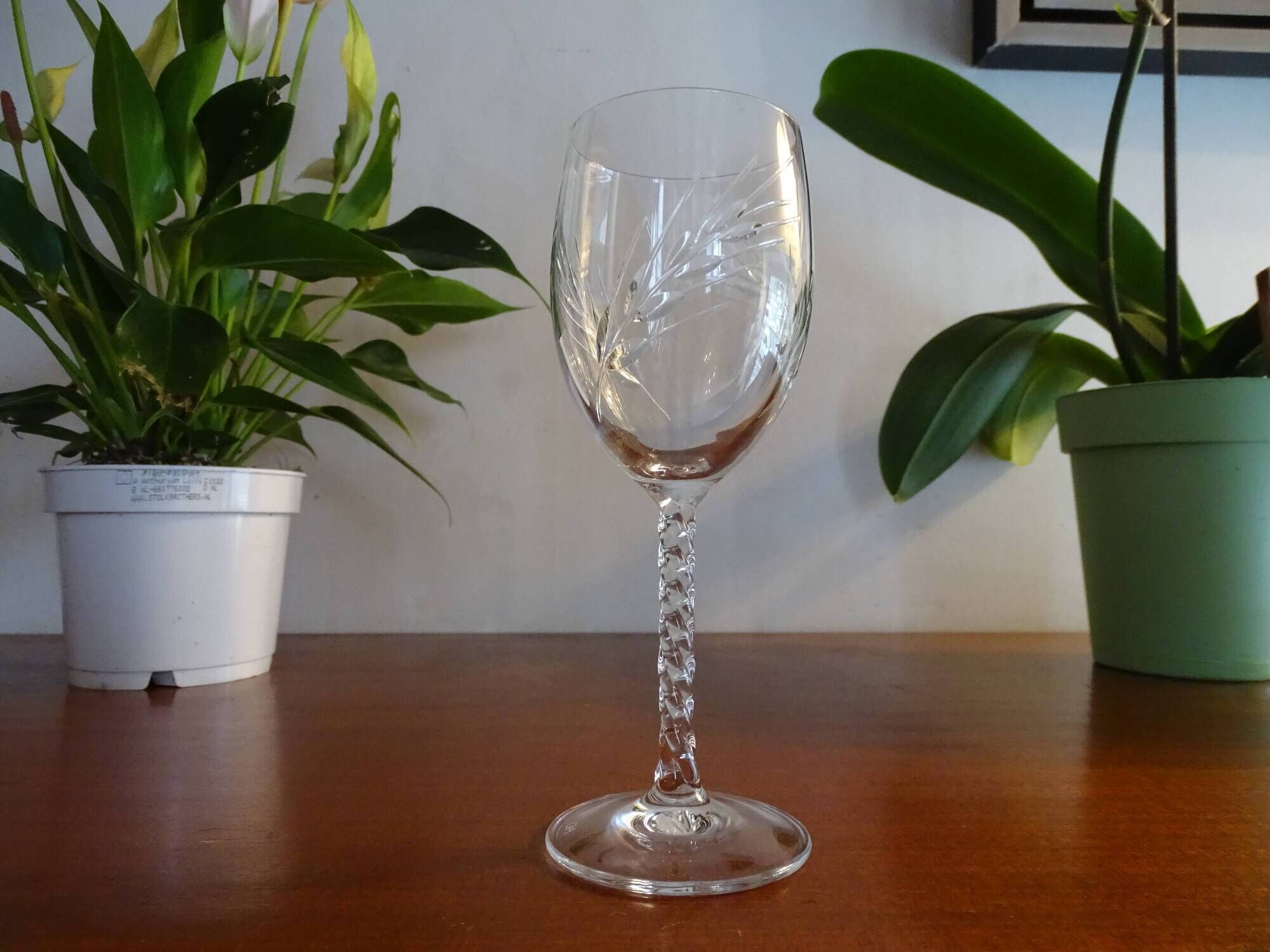 6 glasses of red wine crystal of Arques - Model fleury Epi signed - 17,6 cm