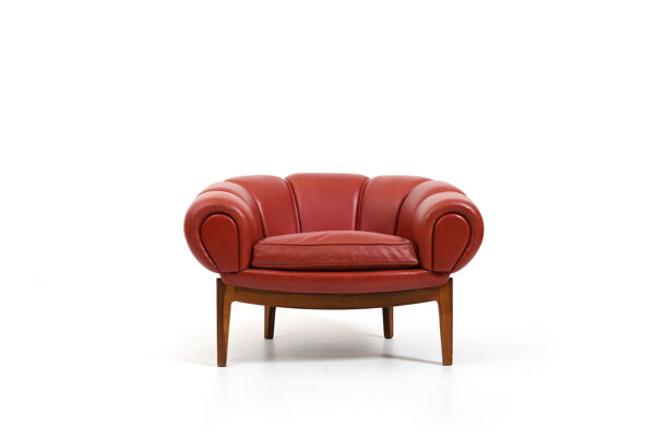 Fauteuil « croissant » danois par Illum Wikkelsø Années 1950