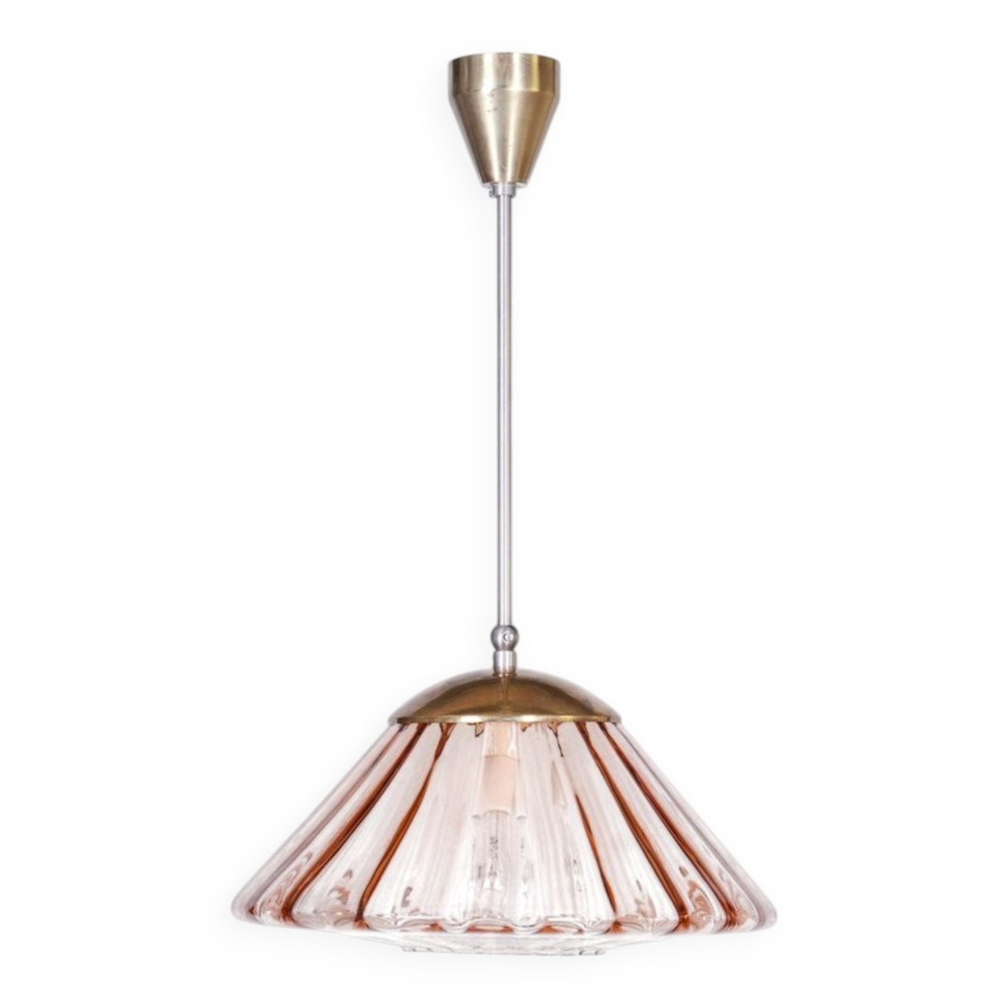 Mid-Century Modern Pendant Light in Chrome and Brass by Kamenický Šenov, Czech, 1960s