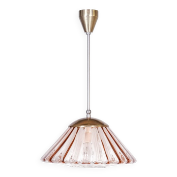 Mid-Century Modern Pendant Light in Chrome and Brass by Kamenický Šenov, Czech, 1960s