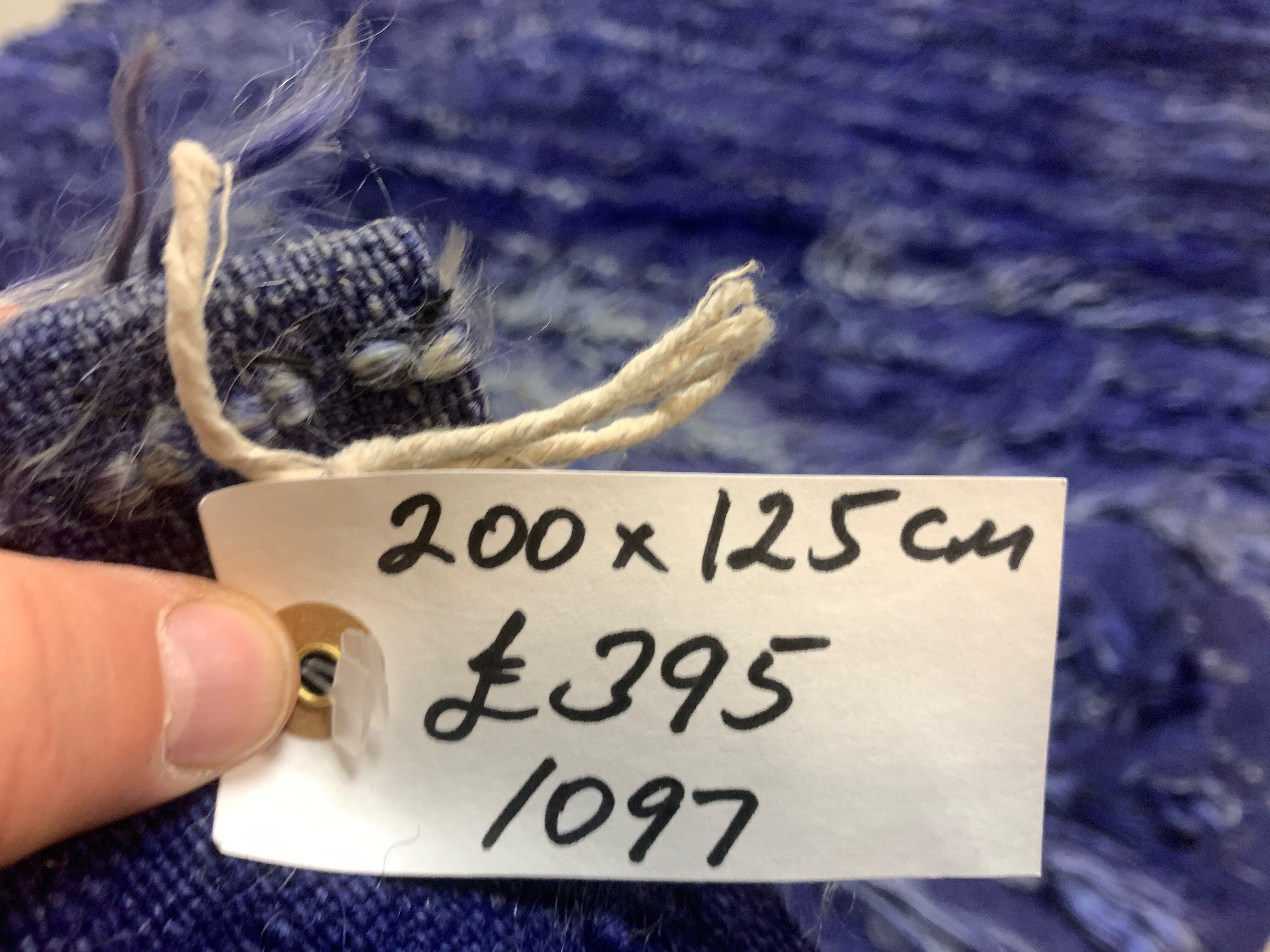 Antique Turkish Shabby Wool Rug 200x125 cm Blue, shabby chic, shaggy, shag pile