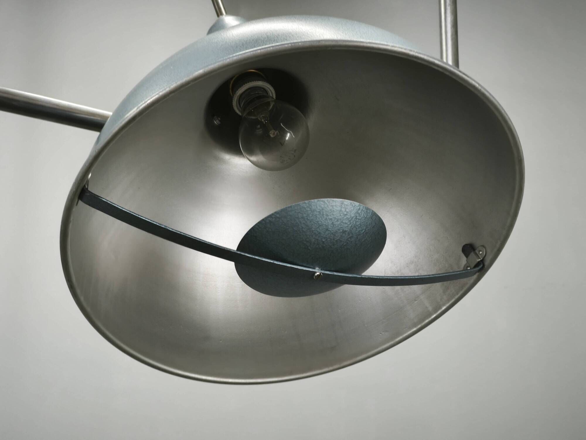A.L.F. Firenze Italian Industrial Three-Light Chandelier, 1970s
