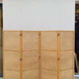 Vintage wicker claustra screen - 1950s