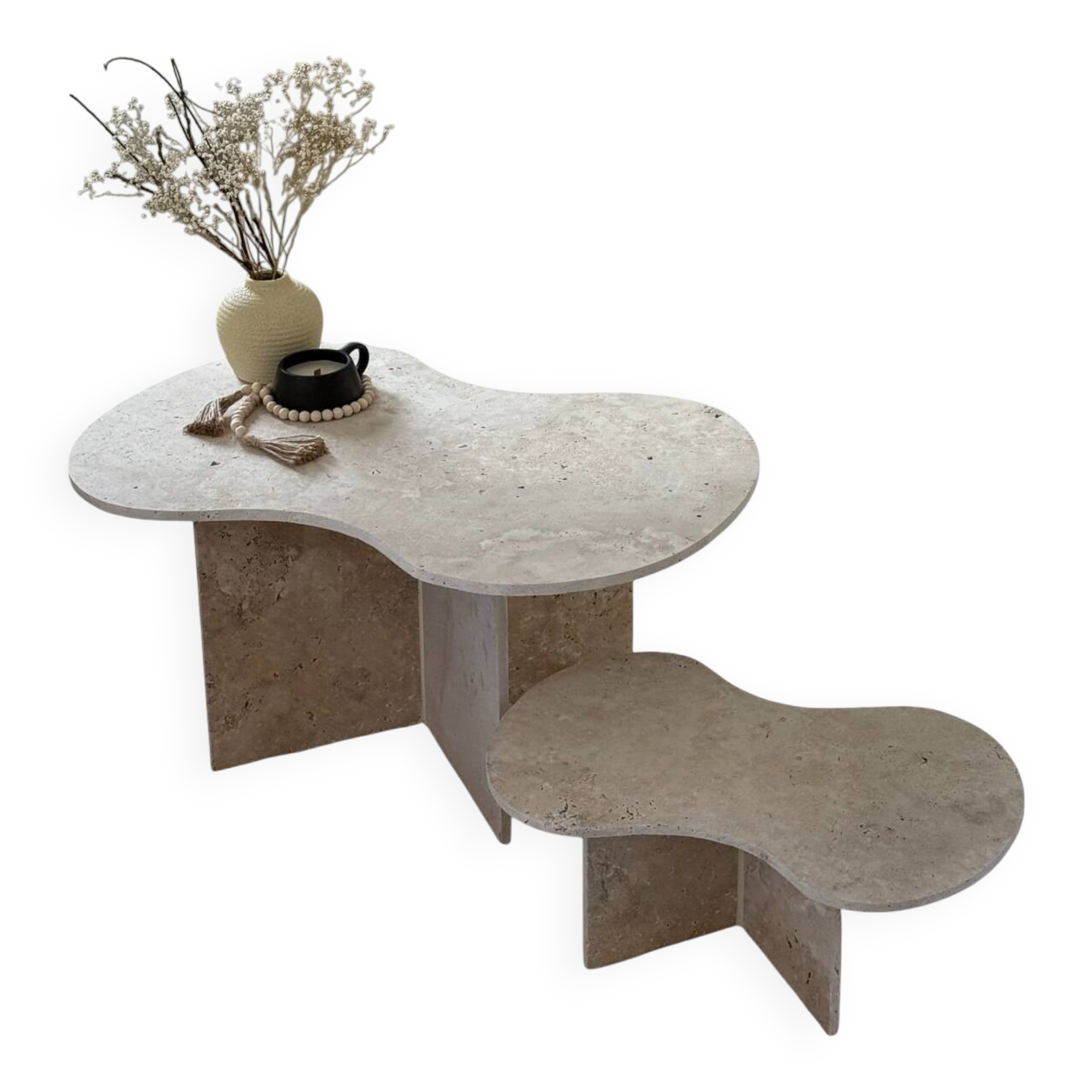 Cloud duo travertine coffee table
