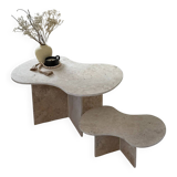 Cloud duo travertine coffee table