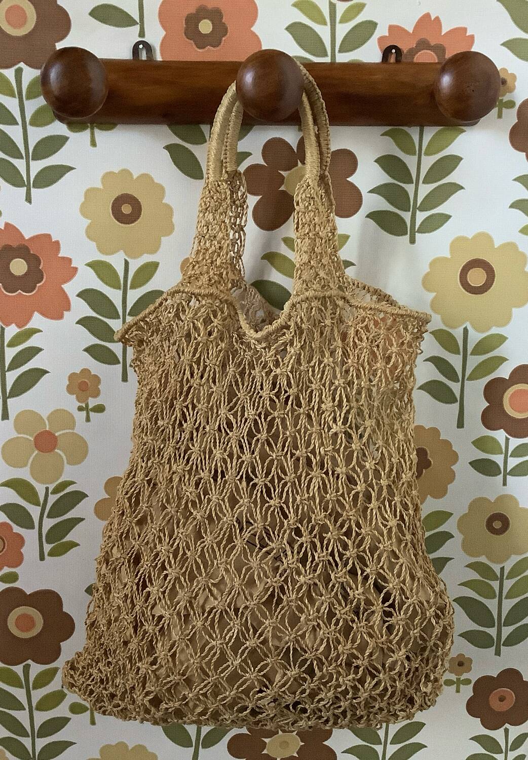 Vintage wooden coat rack with 3 hooks