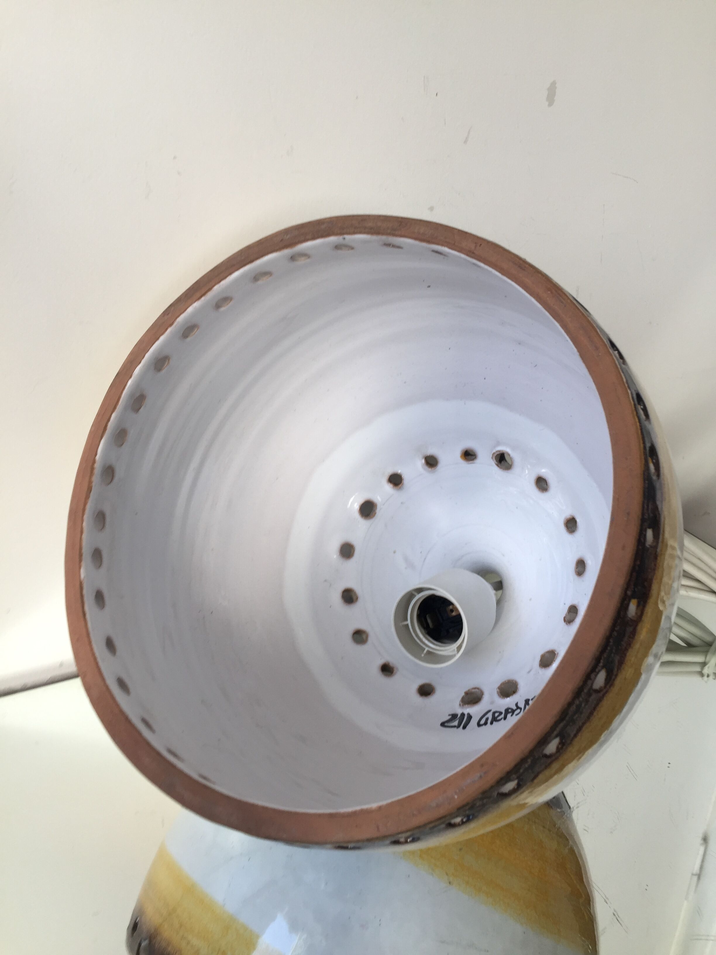 Danish 1960s Glazed Stoneware Pendant Lamp