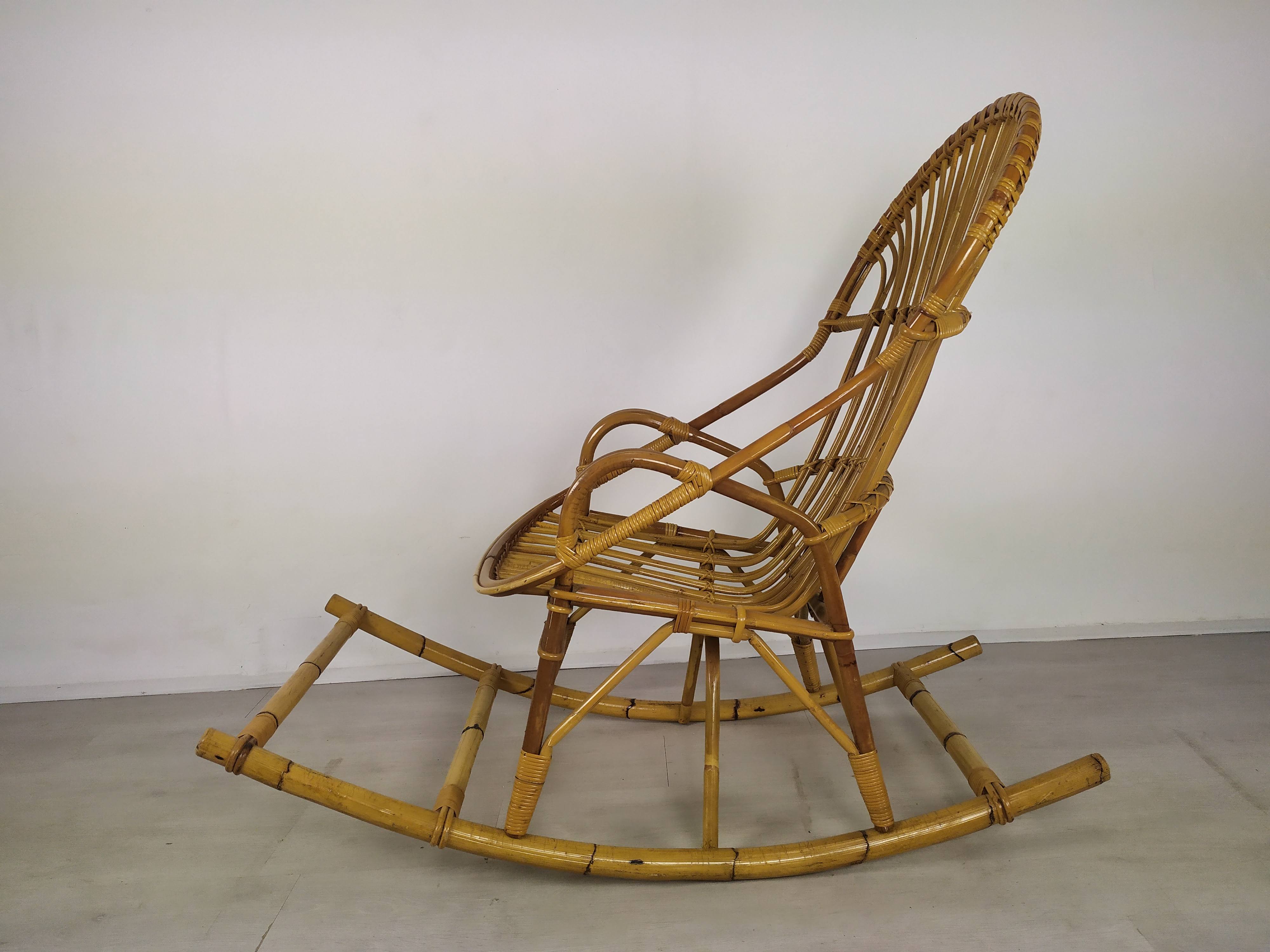 Rocking-flesh rattan vintage