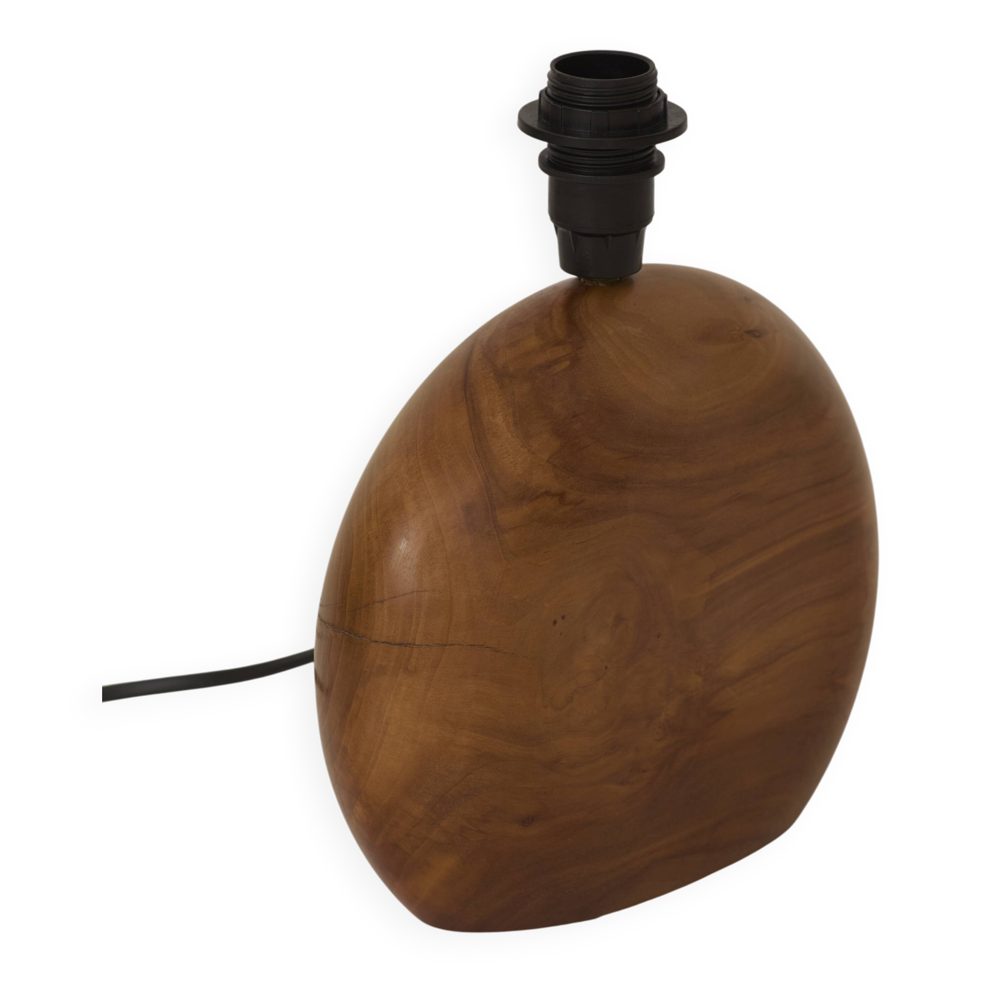 Vintage handmade solid wood lamp base (olive) Circa 1970