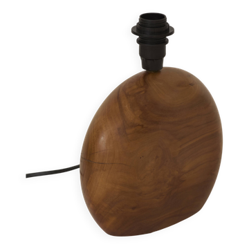 Pied de lampe artisanal en bois massif (Olivier) vintage Circa 1970