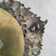 Pair of antique witch mirrors, curved glass, bronze frame