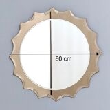 Postmodern sun shaped bronze wall mirror, italy