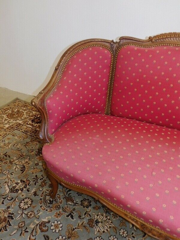 2-seater sofa bench Louis XV walnut from the 19th century