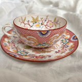 Fine earthenware coffee cup Minton pink Sarreguemines decor