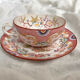 Tasse à café en faïence fine décor Minton rose Sarreguemines