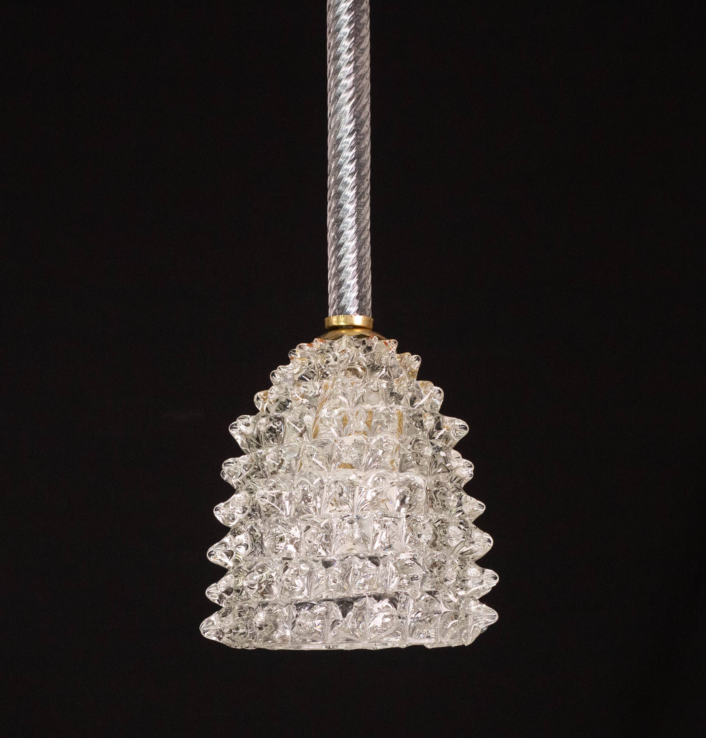 Extraordinary Clear Rostrato Murano Glass Penadant by Barovier & Toso, 1940