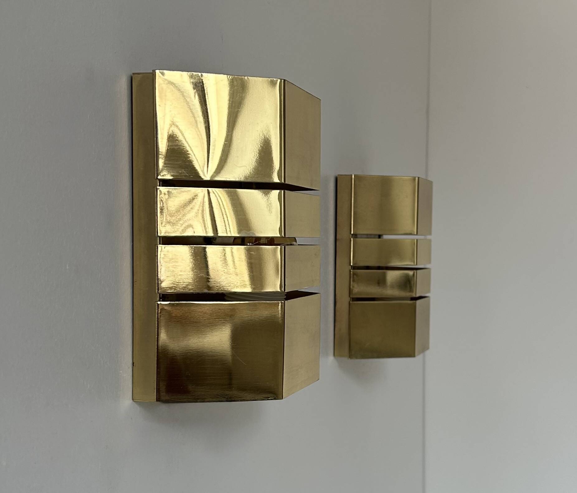 Pair of vintage brass wall lights, France 1970s