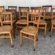 Set of 13 old art deco bistro chairs from the 1930s in light wood