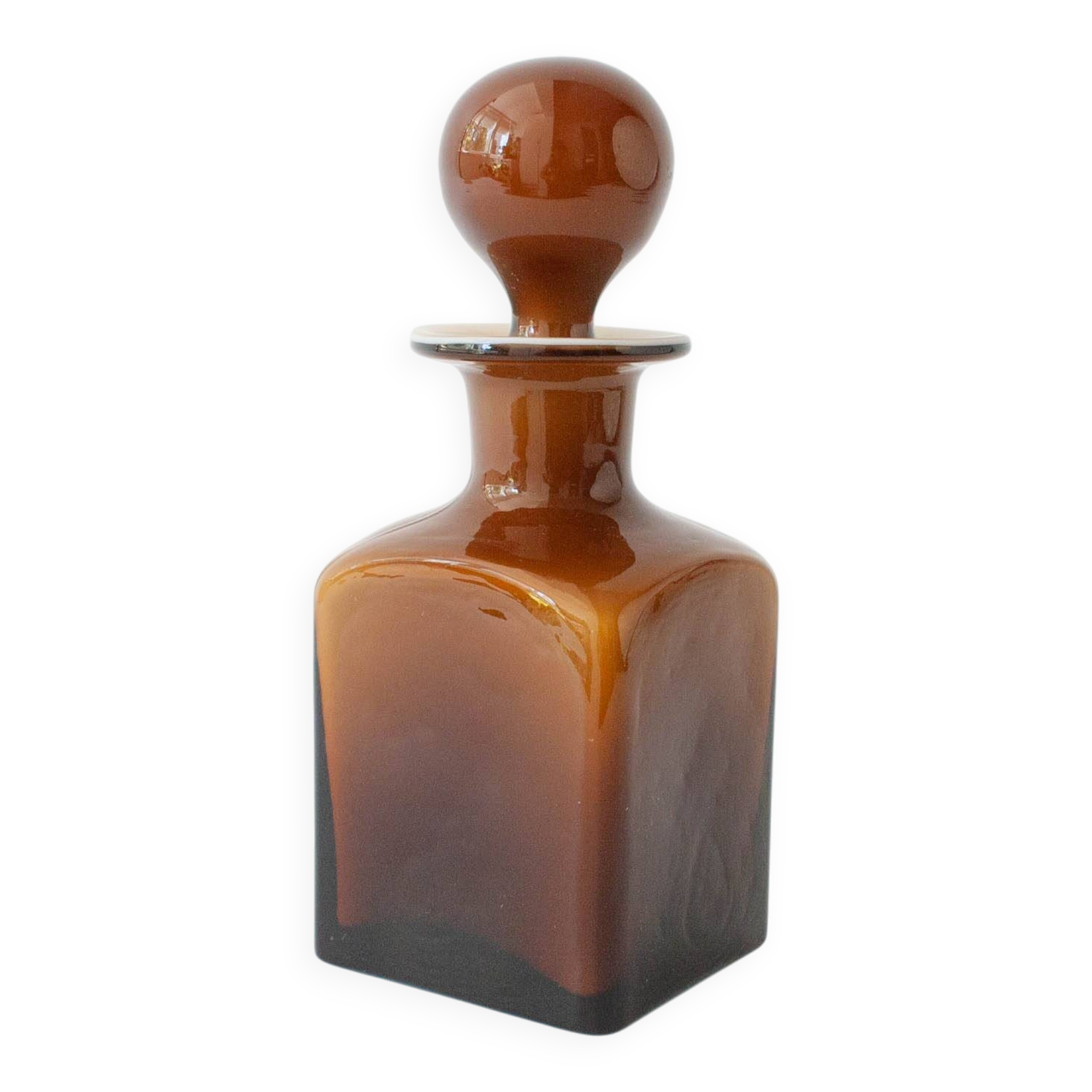 Vintage 1960s Brown Opaline Glass Bottle from Marinha Grande