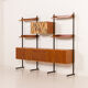 Italian free standing wall unit in teak, 1950s