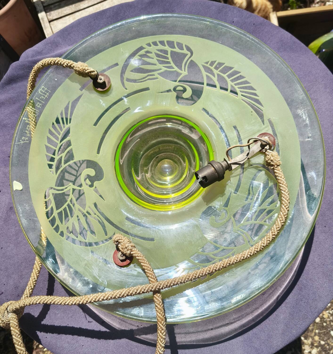 Art Deco ceiling light by A. Delatte in Ouraline