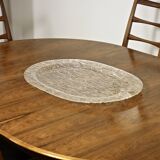 Large oval tray in crumpled plexiglass, France 1970's