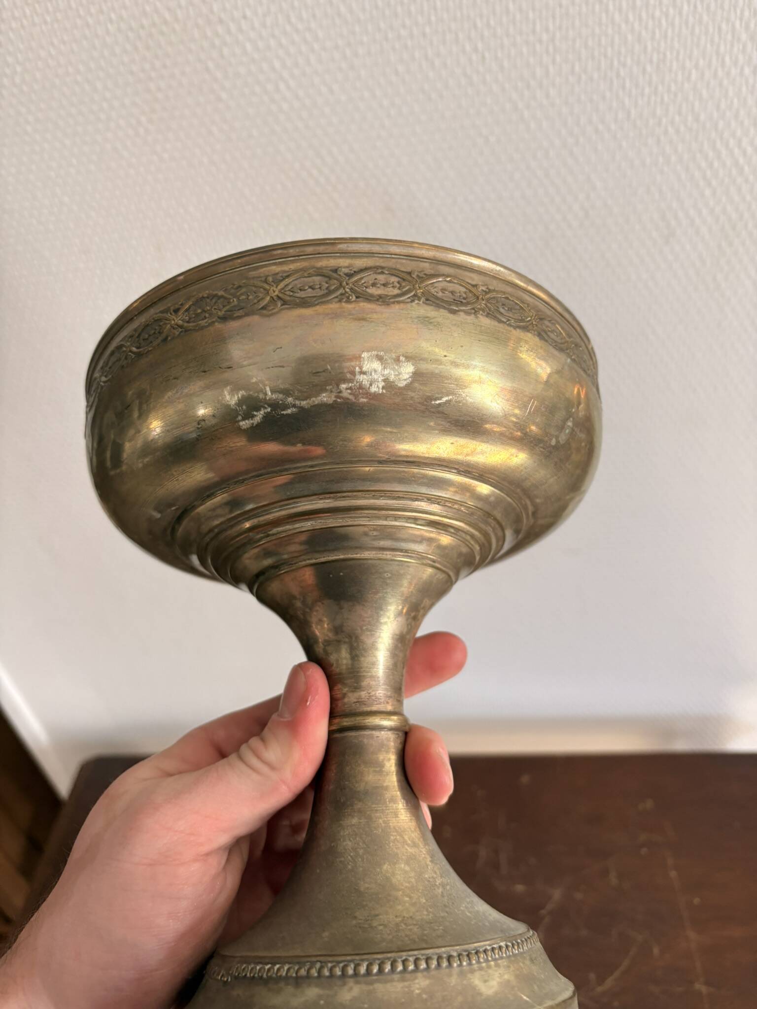 Footed Bowl Silvered Metal Second Empire Pearl Decor 19th Century