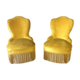 Set of 2 old gold toad armchairs