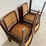 Lot 4 wooden and cane chairs Baumann design symphony model 70s vintage