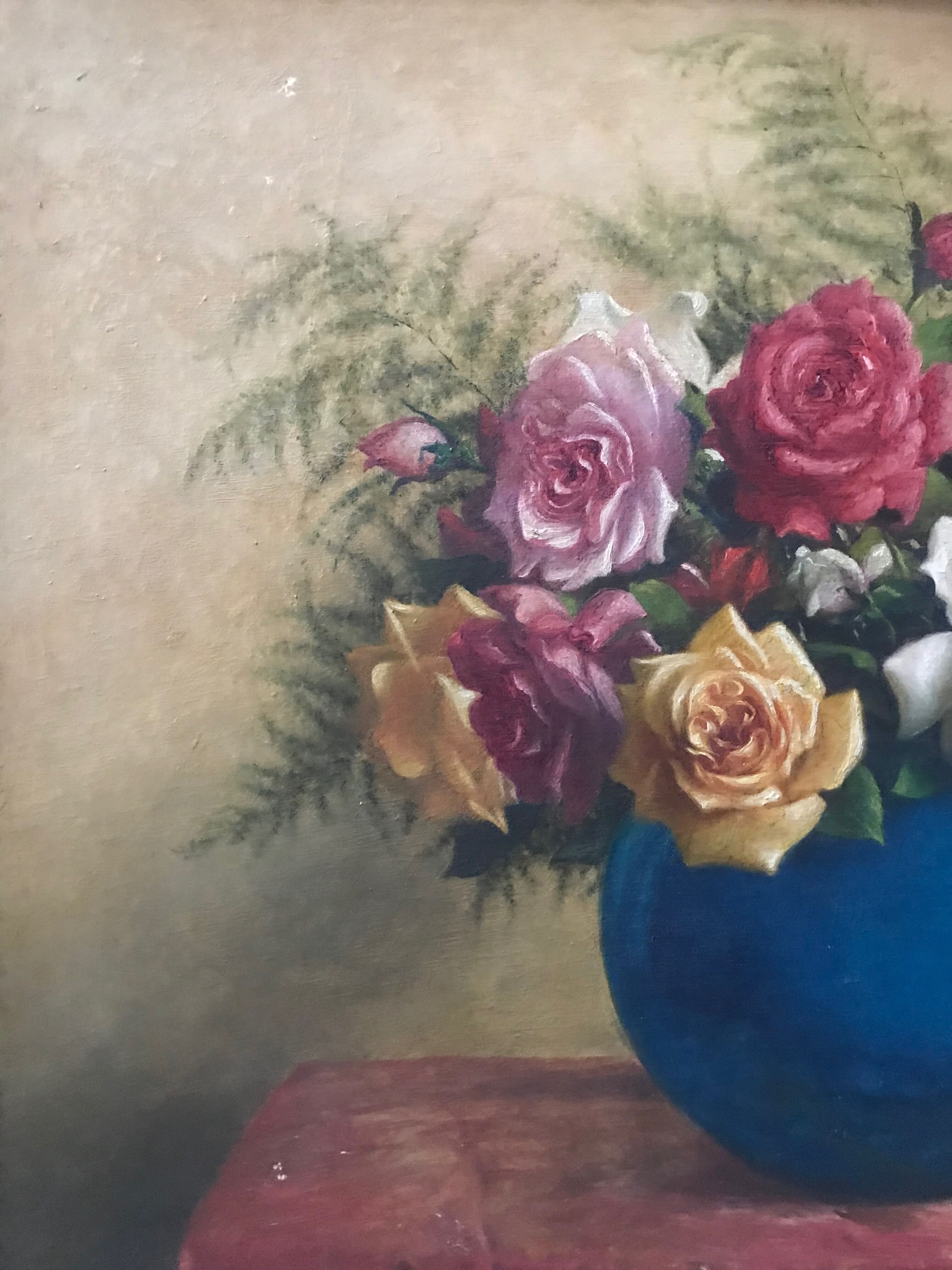 Bouquet of flowers signed L.Noireaut