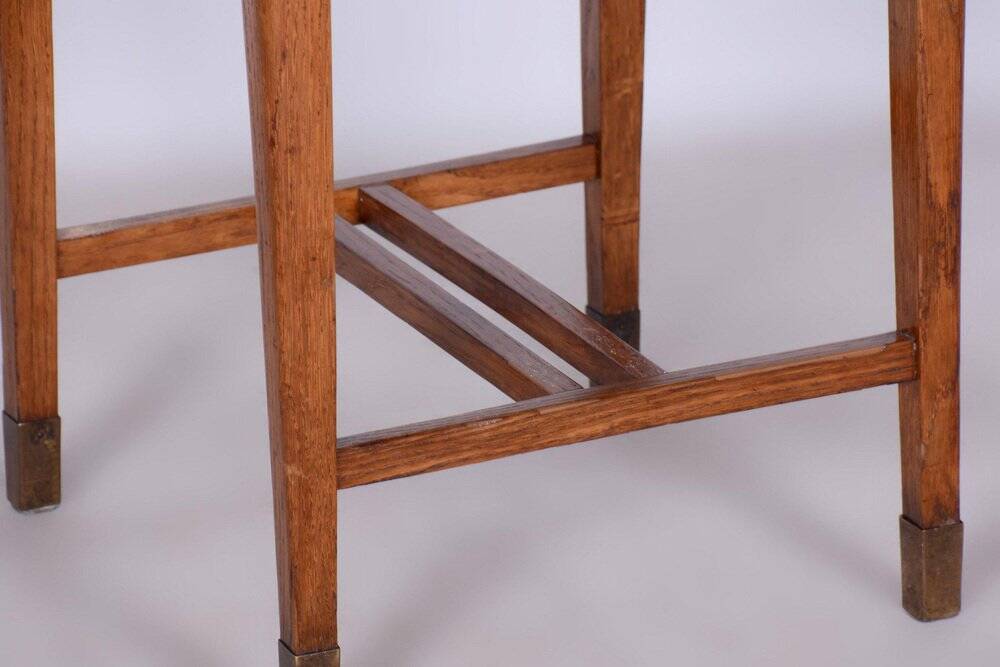 Art Deco Stool in Oak & Upholstery, Czech, 1930s