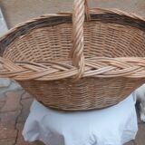 Oval basket woven wicker and hazel