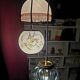 Suspension cascade triple globes anciens verre et opaline
