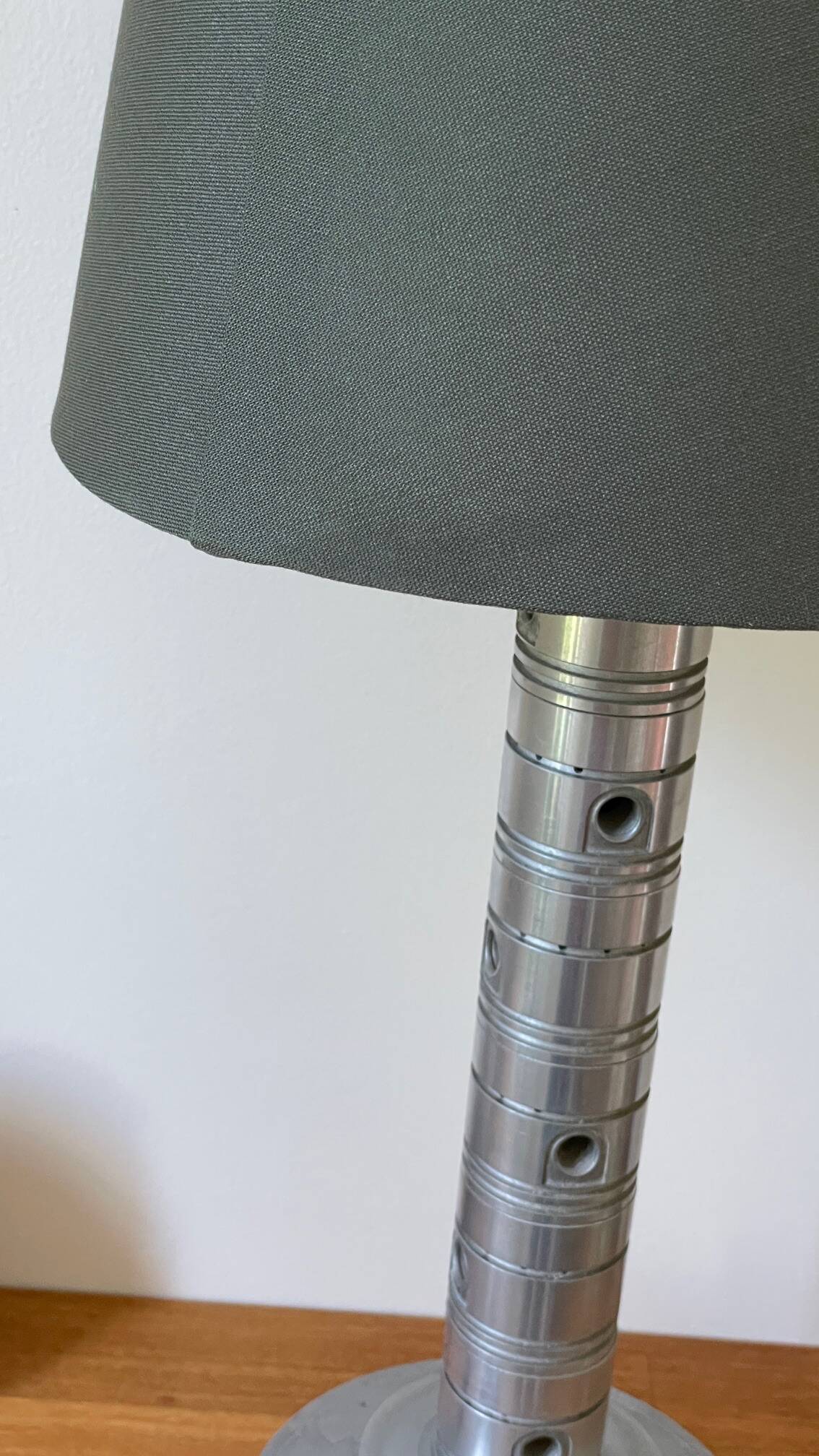 Industrial lamp polished metal and fabric kaki vintage