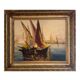 Very old painting of a Mediterranean port.