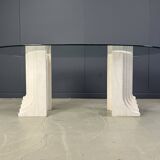 Vintage travertine Carlo Scarpa style dining table, 1970s