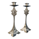 Set of 2 Art Deco Style Metal Candlesticks - Elegant and Vintage Candle Holders