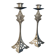 Set of 2 Art Deco Style Metal Candlesticks - Elegant and Vintage Candle Holders