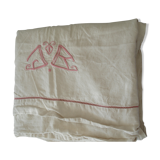 Drap ancien en métis brodé main pour un lit 2 places