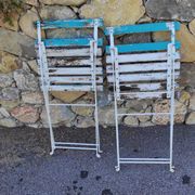 Garden chairs in wood and wrought iron