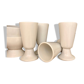 4 white earthenware mazagrans