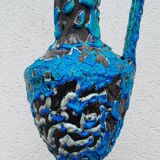 Large blue ceramic jug vase