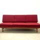 Beech sofa bed & red fabric by Drevotar Czech vintage 1960s